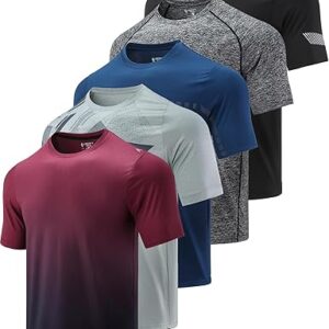 Men’s Active Quick Dry Crew Neck T Shirts | Athletic Running Gym Workout Short Sleeve Tee Tops Bulk